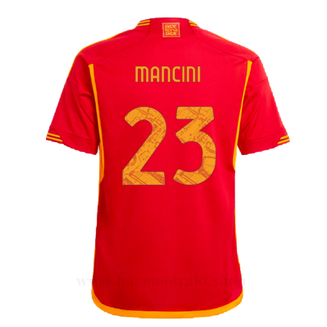 Billige Fotballdrakter AS Roma MANCINI #23 Hjemme Draktsett 2023-2024
