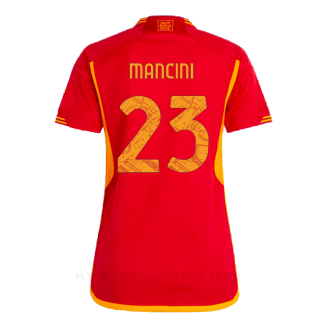 Billige Fotballdrakter AS Roma Dame MANCINI #23 Hjemme Draktsett 2023-2024