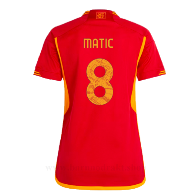 Billige Fotballdrakter AS Roma Dame MATIC #8 Hjemme Draktsett 2023-2024