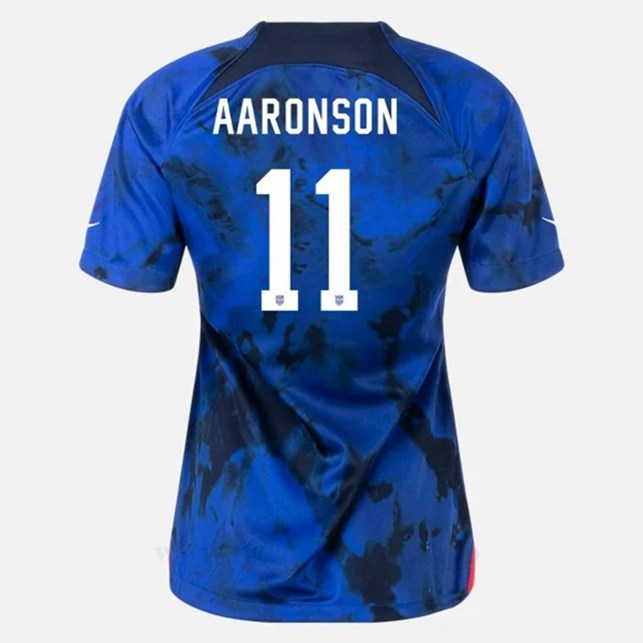 Billige Fotballdrakter USA Dame AARONSON #11 Borte Draktsett VM 2022