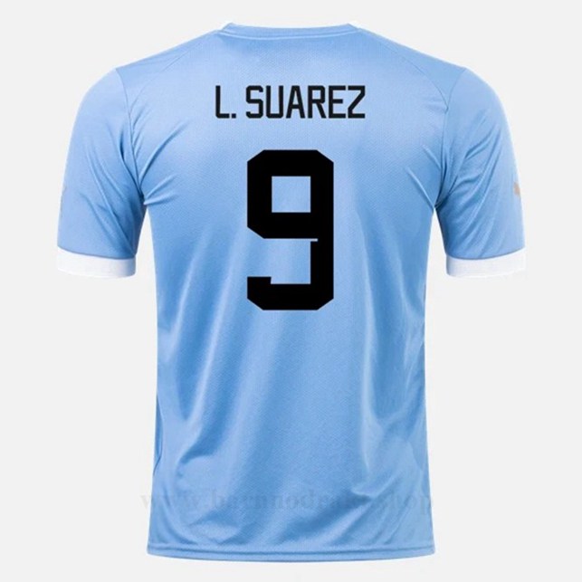 Billige Fotballdrakter Uruguay L SUAREZ #9 Hjemme Draktsett VM 2022
